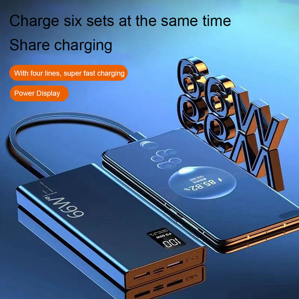20000mAh 66W Portable Power Bank USB LCD External Battery Charger For Cell Phone