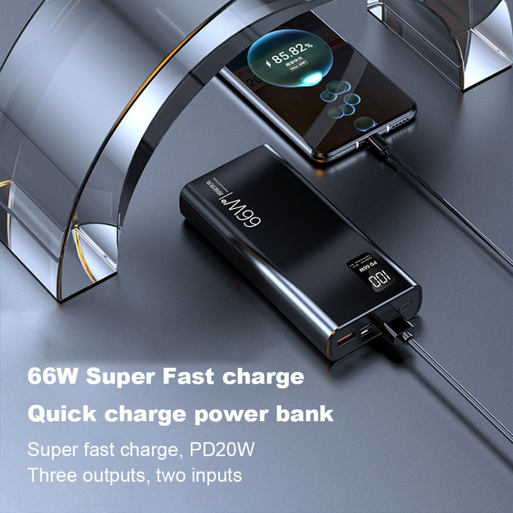 20000mAh 66W Portable Power Bank USB LCD External Battery Charger For Cell Phone