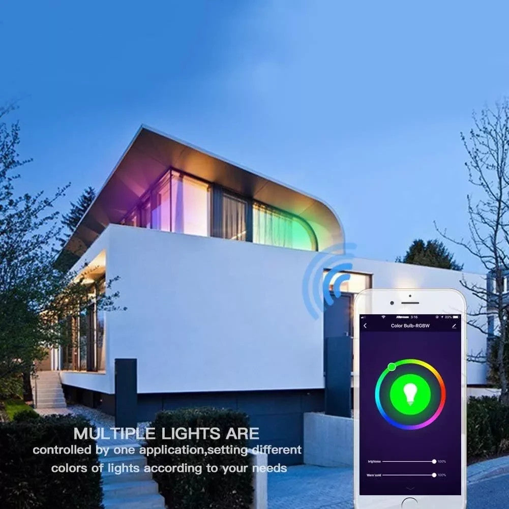 B22 WiFi Colour Changing Smart Light Bulbs RGB Amazon Alexa Tuya Google - 2 Pack