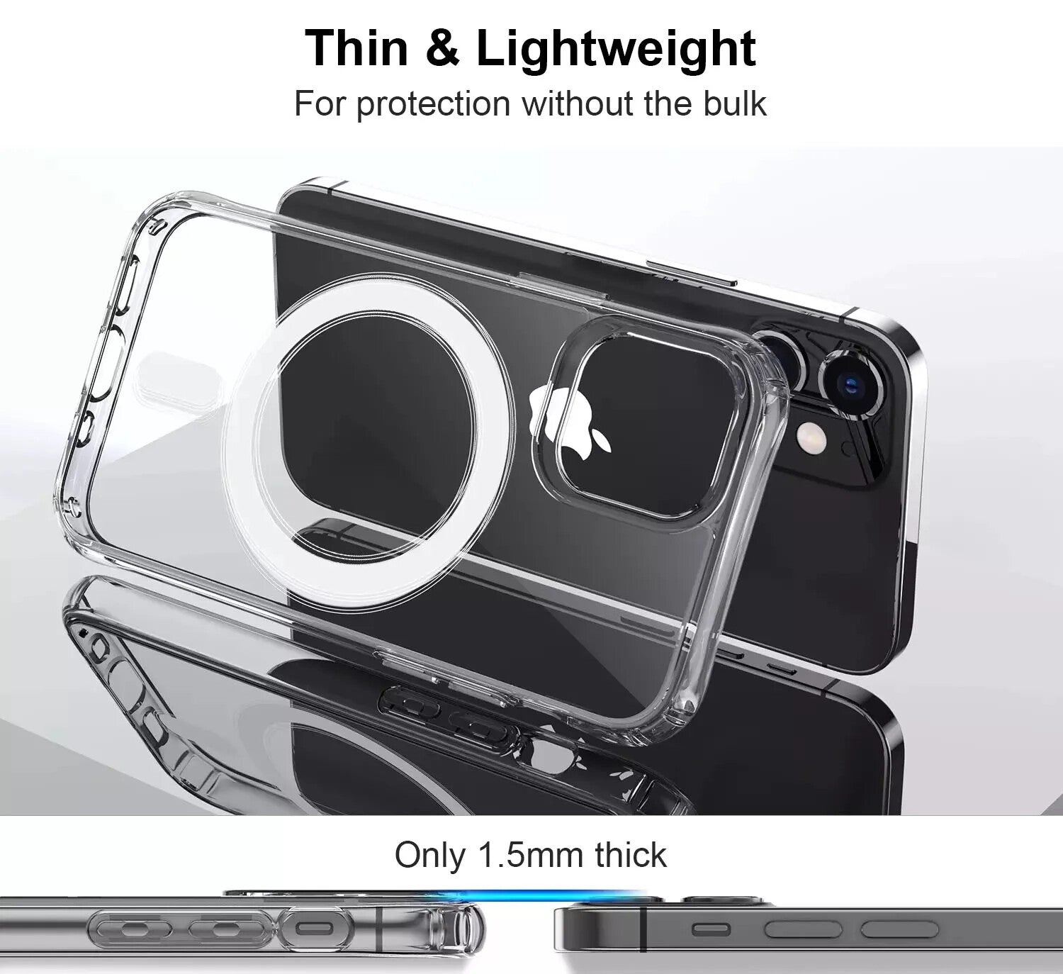 MagSafe Compatible Crystal Clear TPU + PC Shockproof Case For iPhone 17 16 15 14
