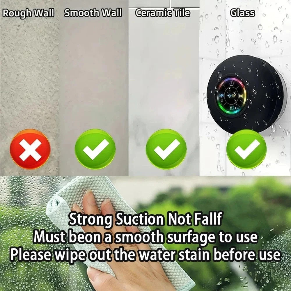 Waterproof Bluetooth Speaker Shower Suction Portable Wireless 10M