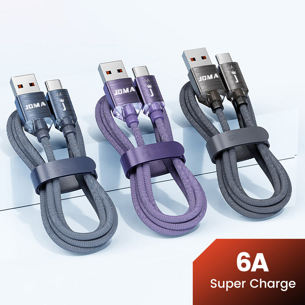 USB A to Type C Cable 6A 66W Fast Charger Braided Long Lead 0.25M 1M 2M 3M