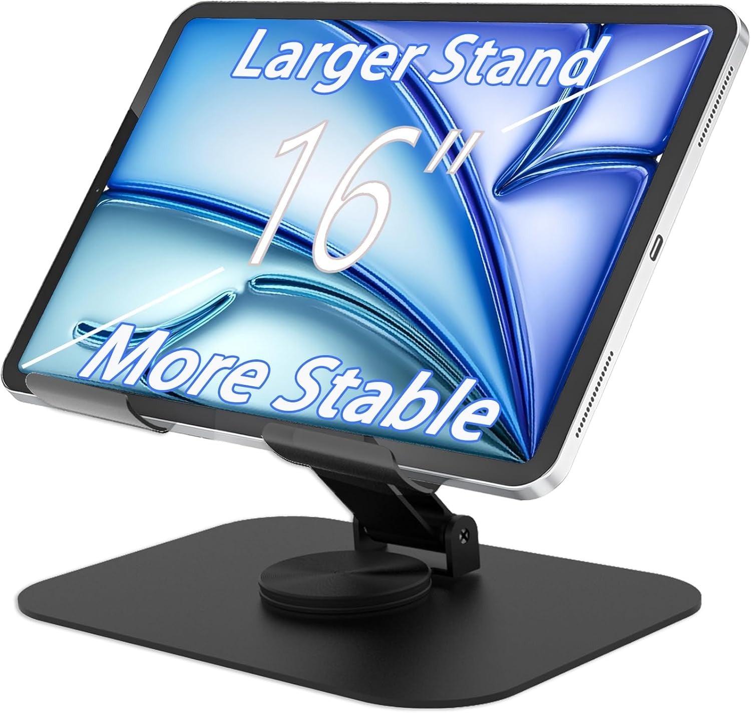 Larger Metal Tablet Stand, Adjustable 360° Rotation Tablet Holder Compatible
