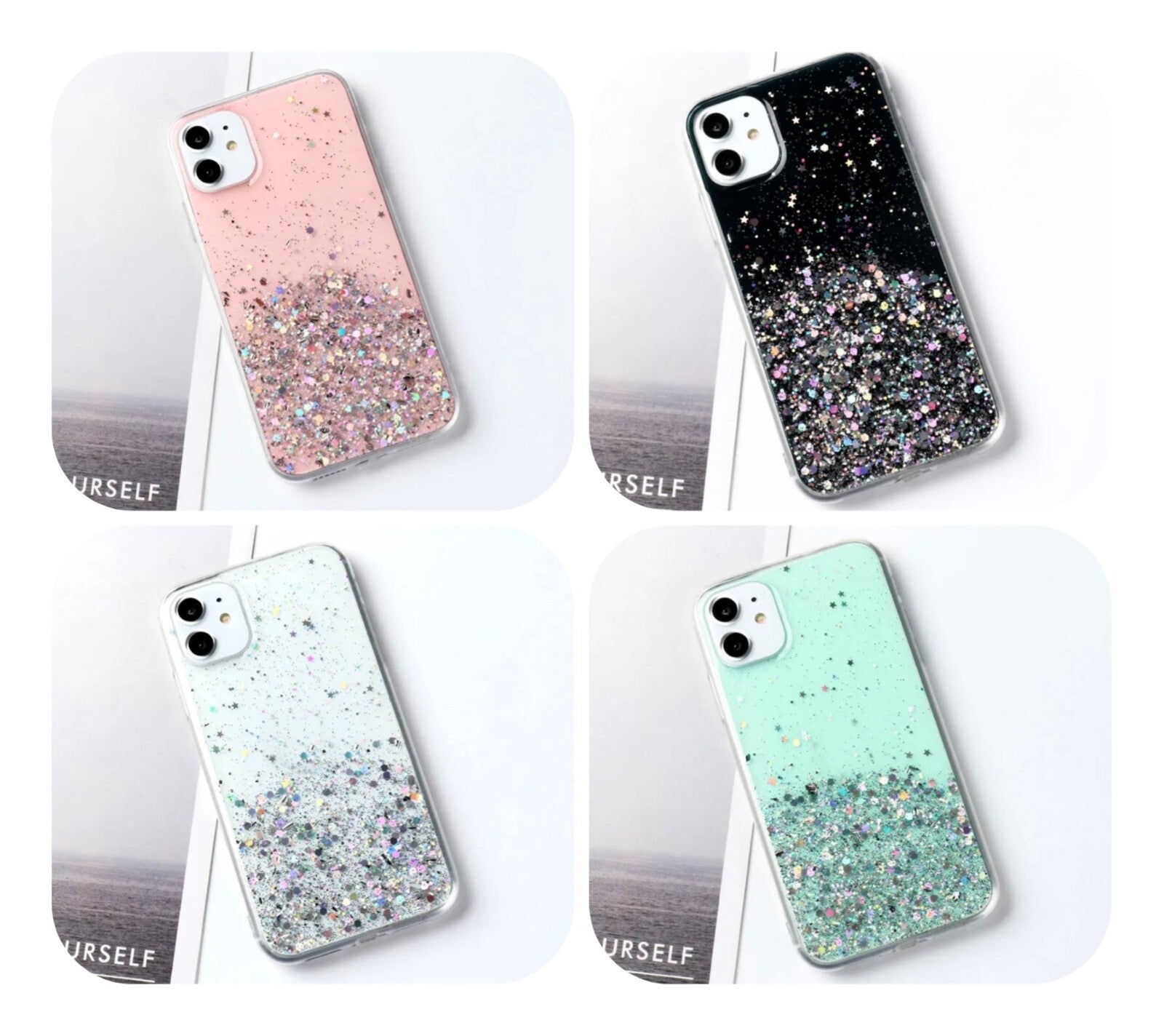 Glitter Case for iPhone 16 15 14 Pro Max 13 12 11 Plus 7 8 SE XR XS