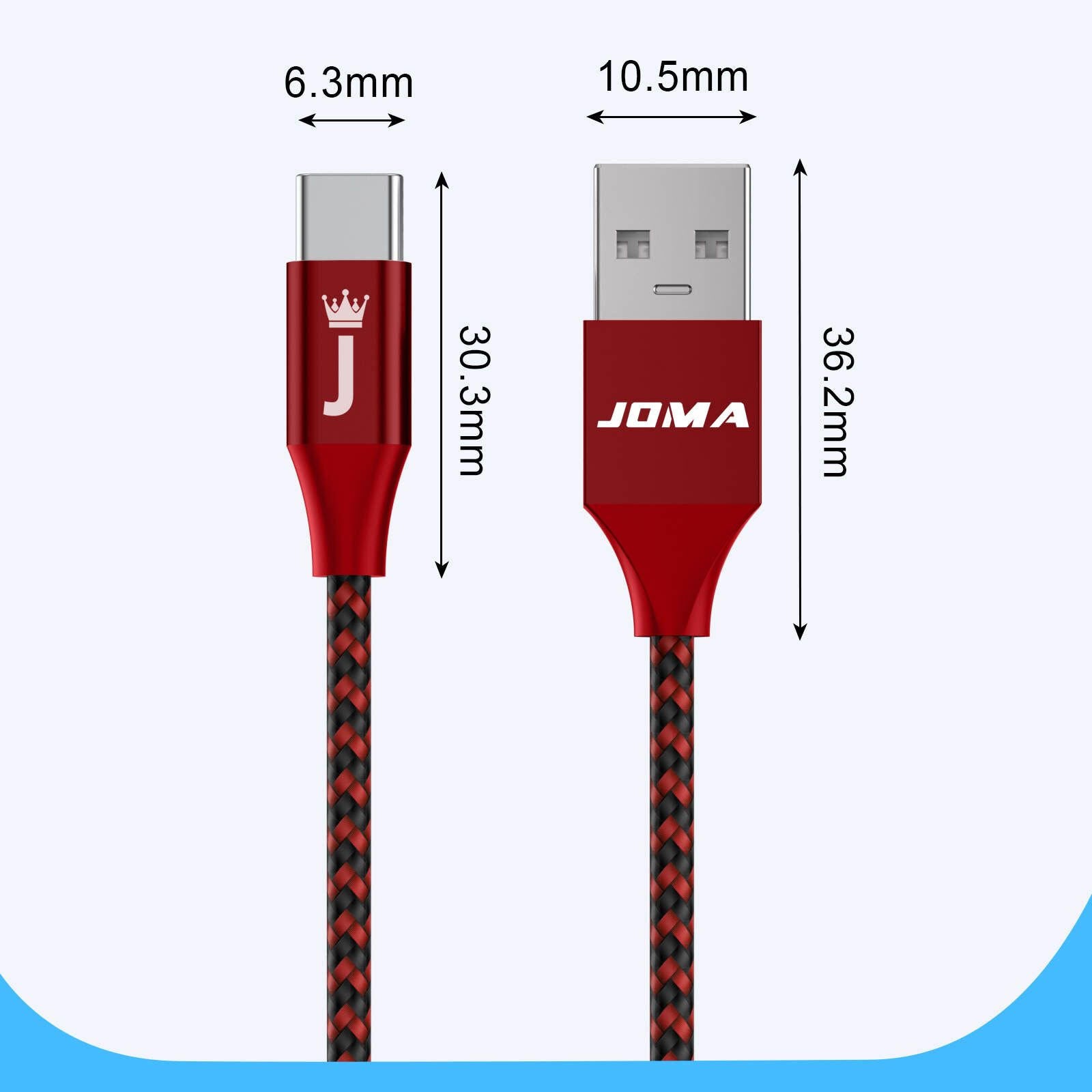 USB A to Type C Cable 3A 60W Fast Charger Braided Long Lead 0.25M 1M 2M 3M
