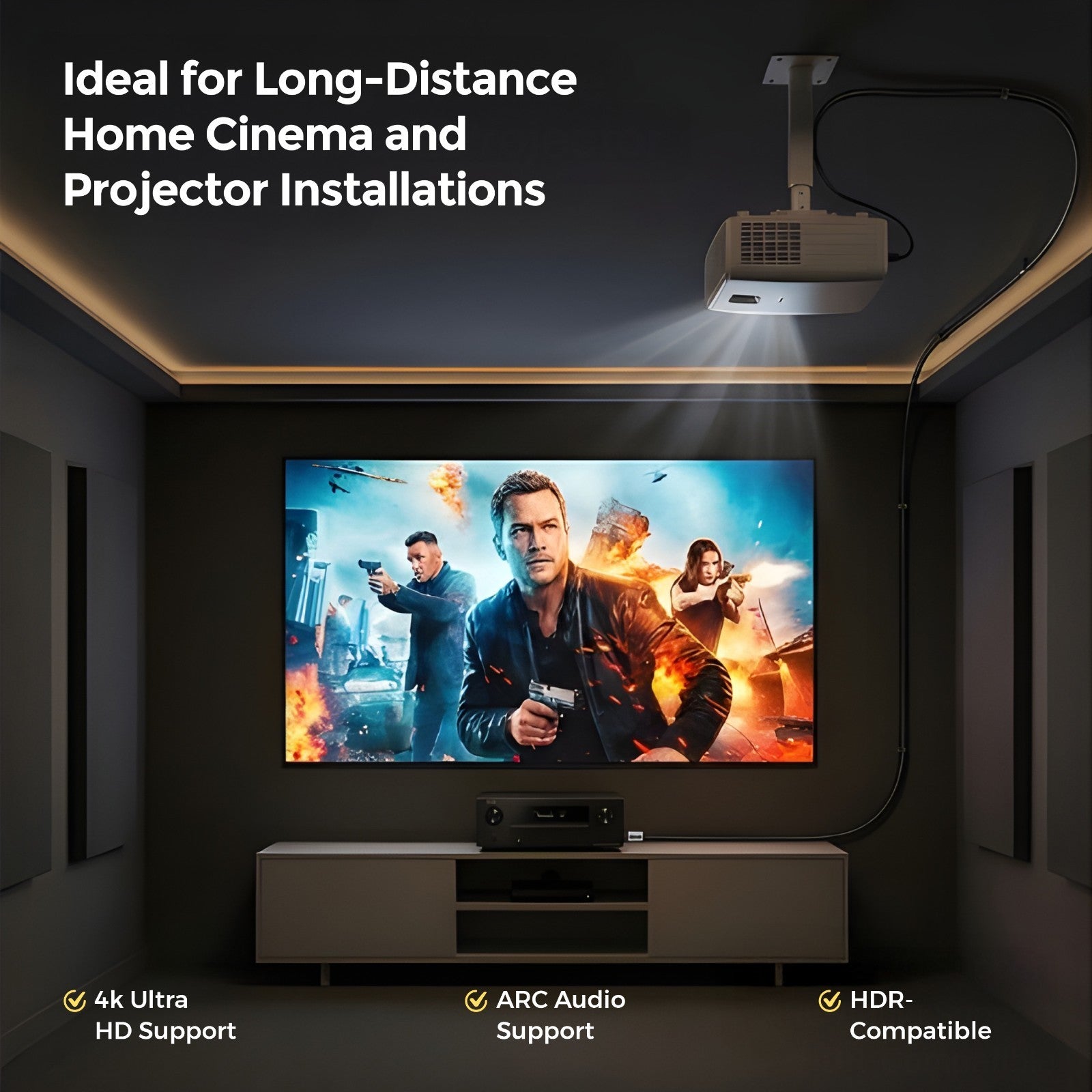 4K HDMI Cable 2.0 Ultra HD High Speed 1m/2m/3m/5m/7m/10m/15m/20m Metre Long Lead