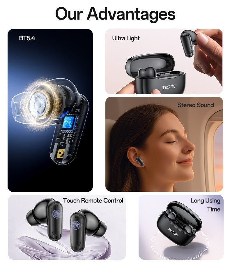 Wireless Noise Cancelling Earbuds For iPhone Samsung