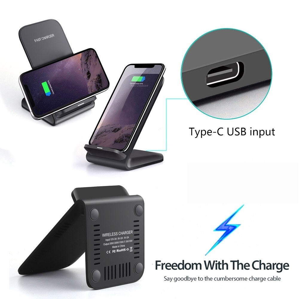 Fast Wireless Charging Stand Dock for iPhone & Samsung