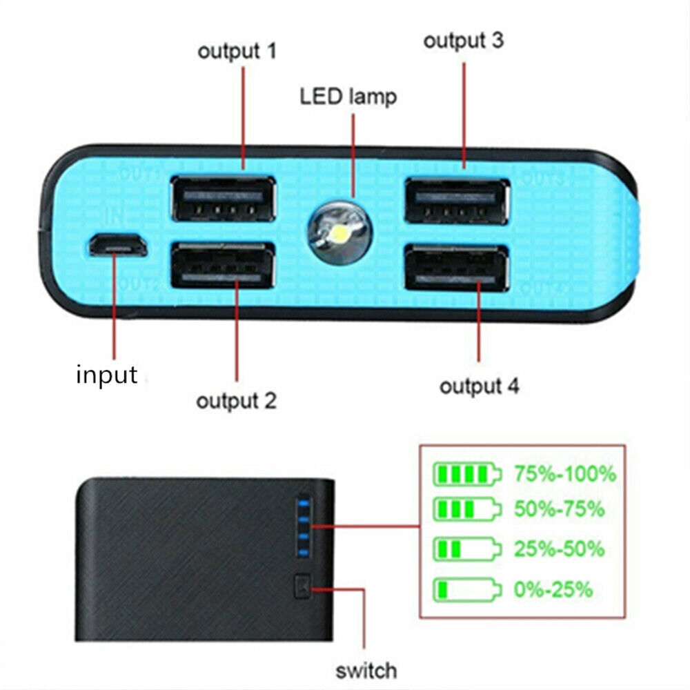 9000000mAh Power Bank 4 USB LED Fast Charger Battery Pack for Mobile Phone