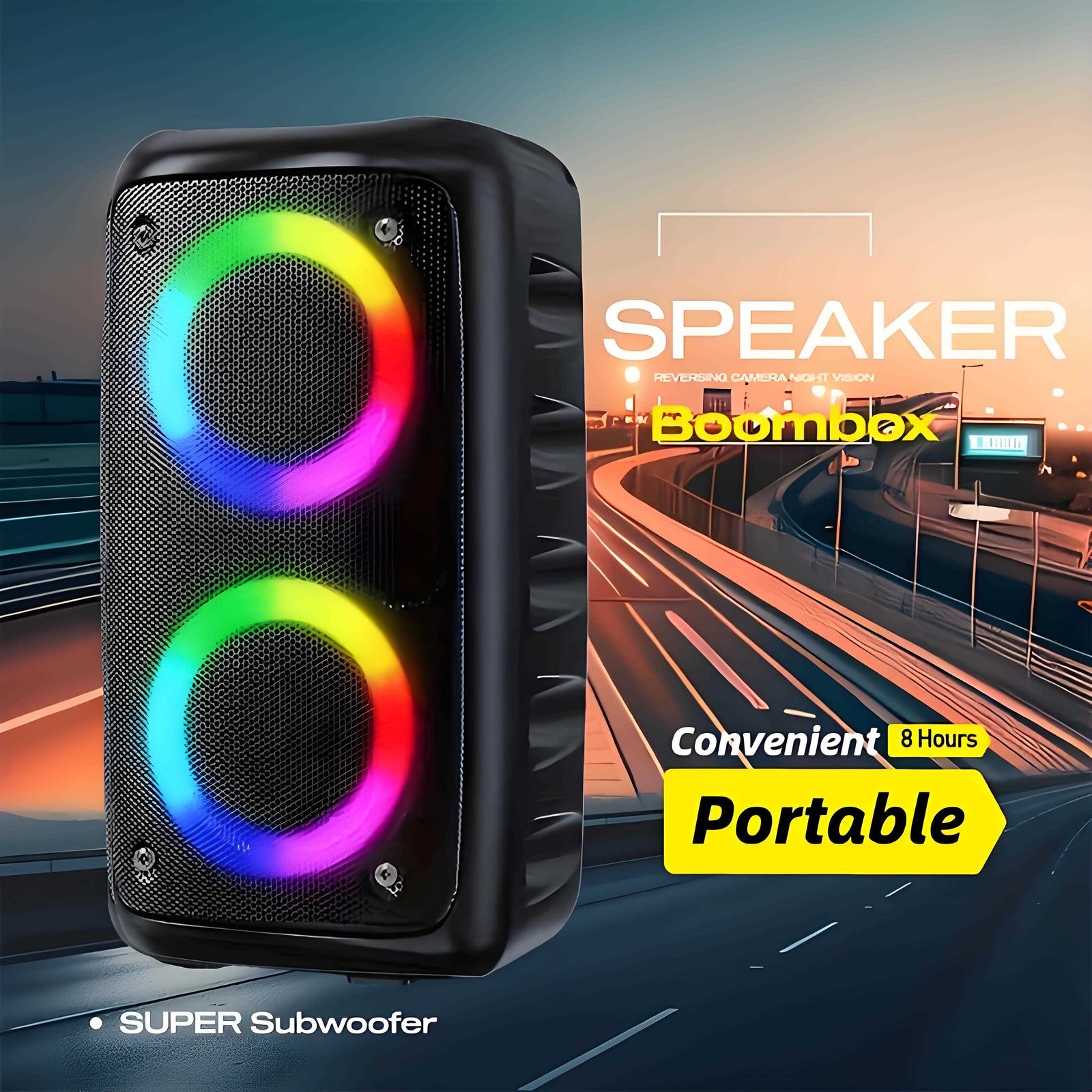 3000W Portable Bluetooth Speaker Sub woofer Heavy Bass Sound System Party & Mic