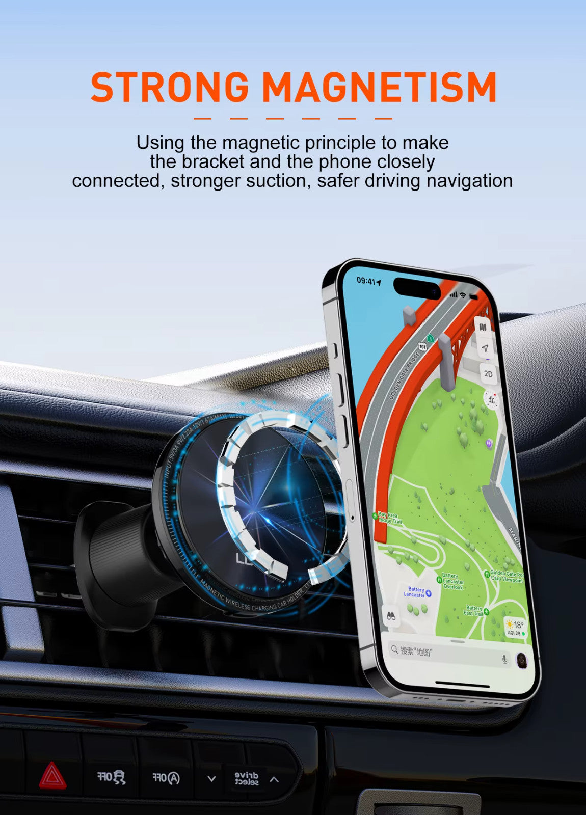 Wireless Charger Car Phone Holder Magnetic