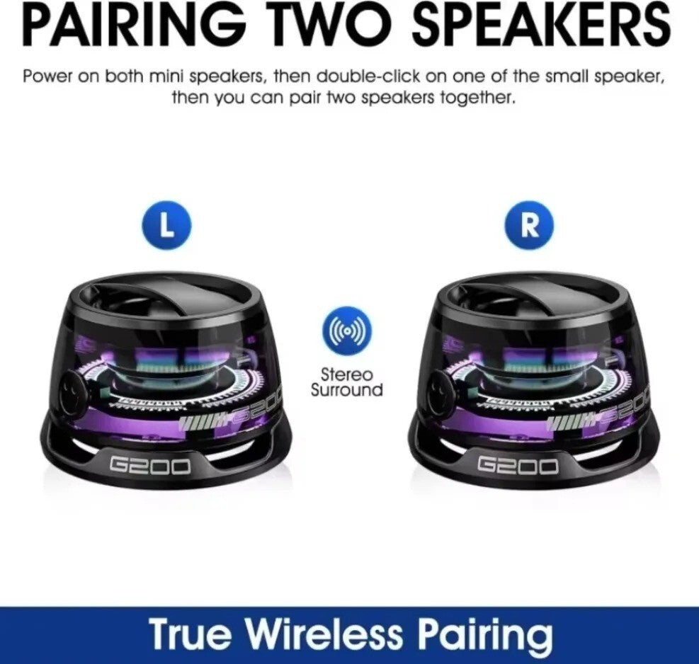Bluetooth Speaker G200 Magnetic Ultra-Portable LED Wireless Speakers Mini RGB UK