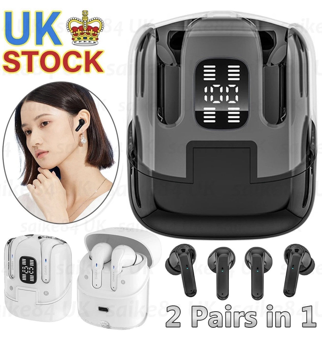 TWS Wireless Earbuds Bluetooth 5.5 Earphones 4 ENC Mics  For Android & iPhone