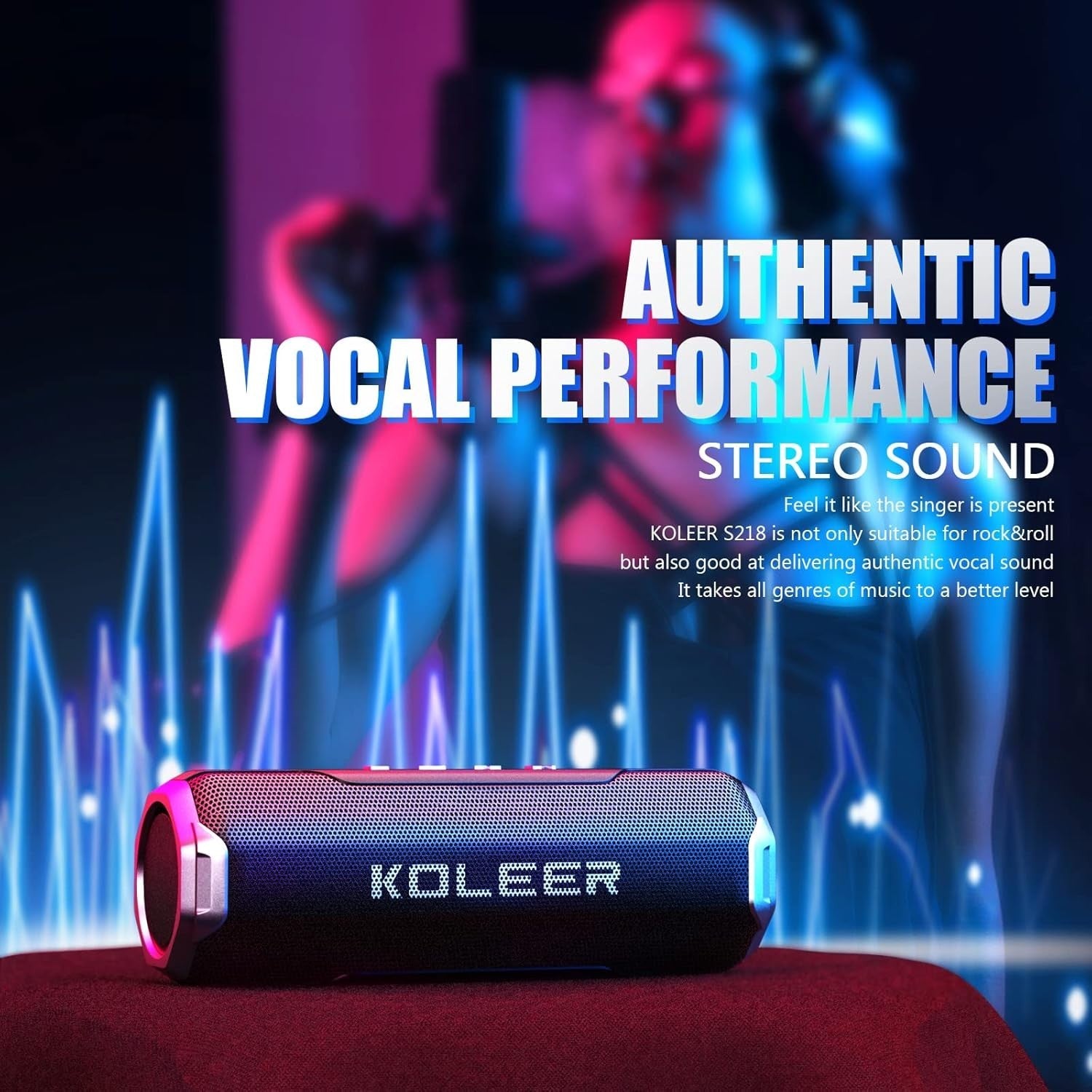 KOLEER Bluetooth Speaker Wireless Portable Stereo Sound Extra Bass 30H Playtime