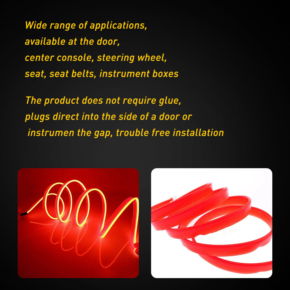 5m Red LED Car Interior Decorative Atmosphere Wire Strip Light Accessories US
