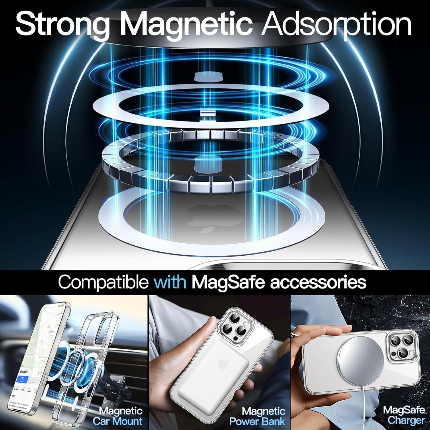 Shockproof Magnetic Case for iPhone 17 Pro Max, 16,17e,16 Pro,14Pro,15,13,12,14