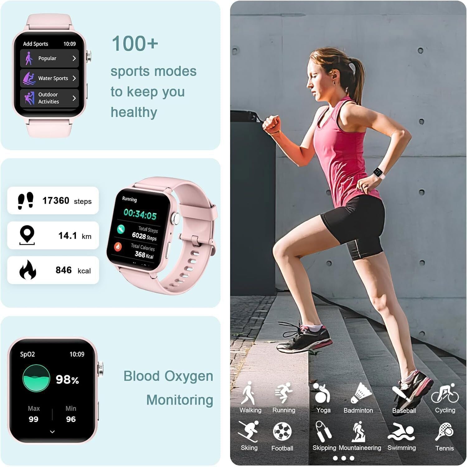 Alexa Smart Watch Women Make Calls Bluetooth Phone Call Watch For IPhone Samsung