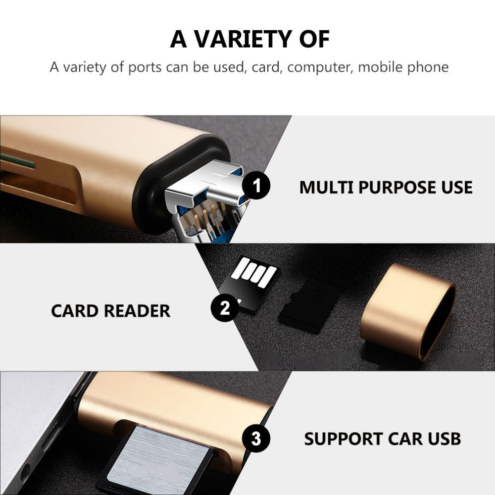 USB Type Dual Slots Adapter for Computer Laptop Phone Reader