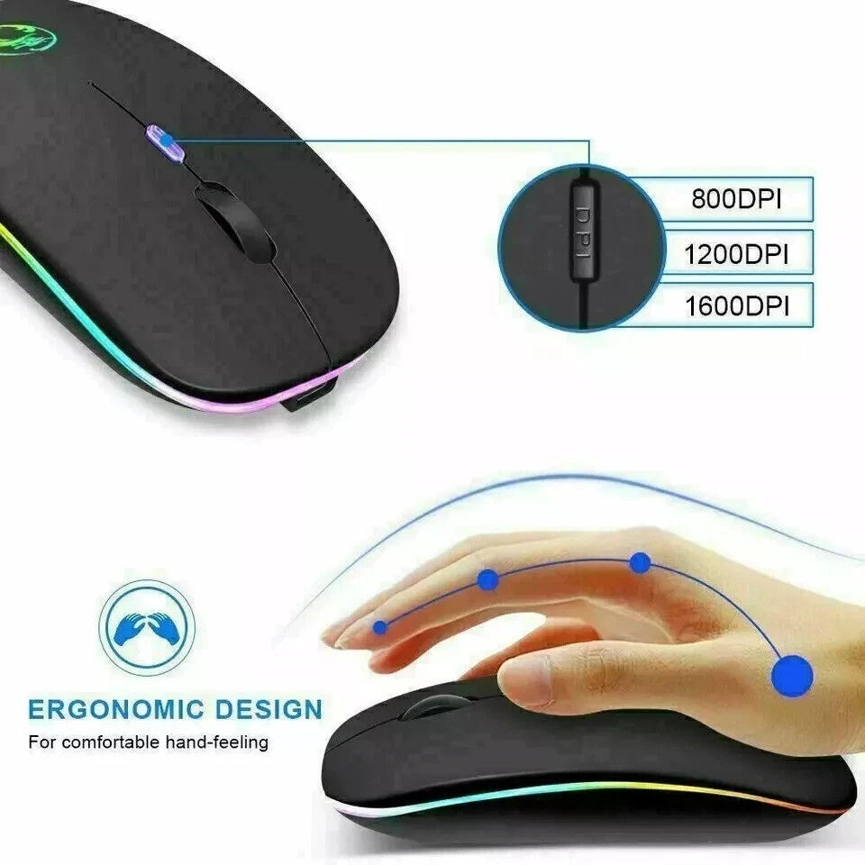 LED Wireless Mouse Rechargeable Optical Silent Mice