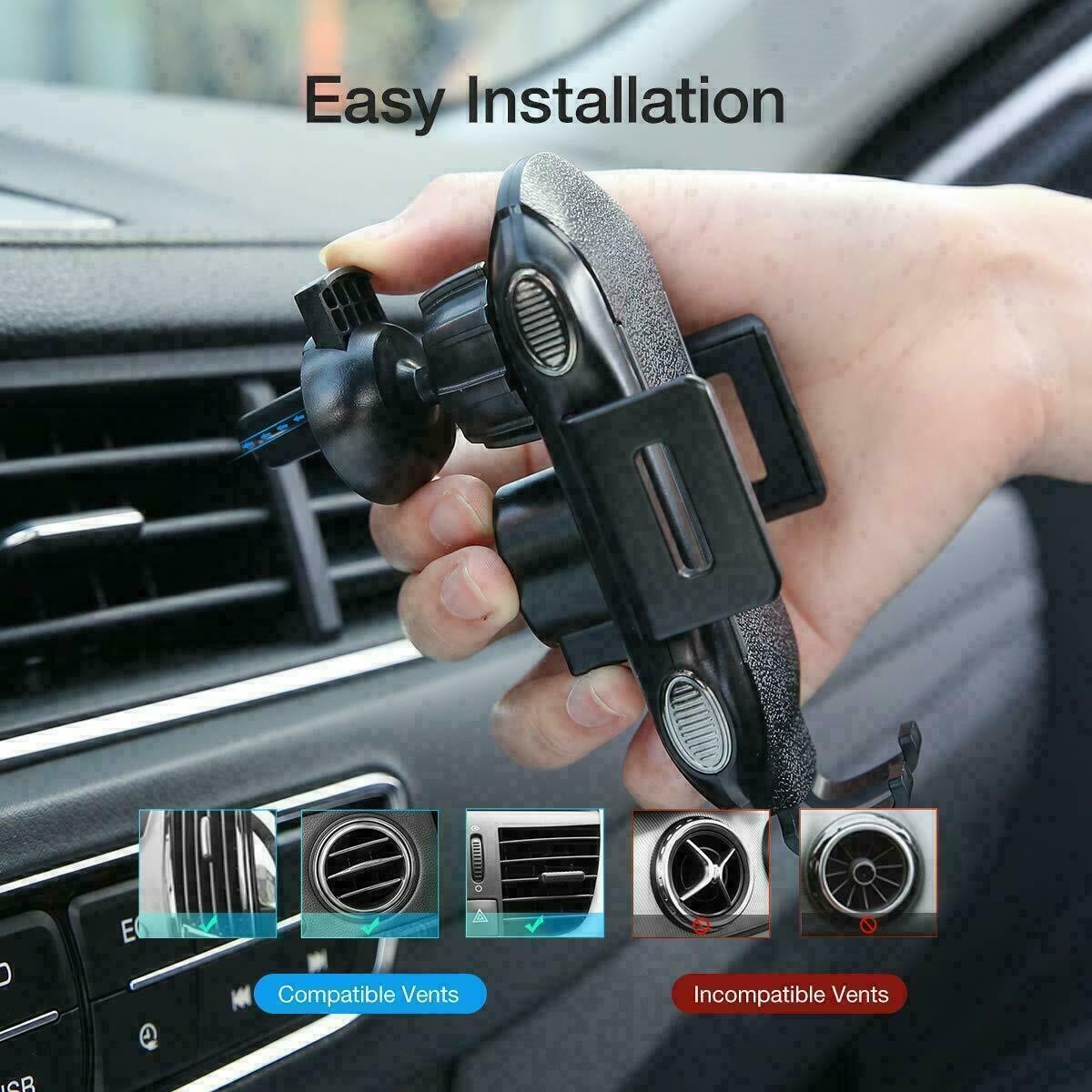 Wireless Car Charger 15W Fast Charging Phone Holder Automatic Clamping Mount UK