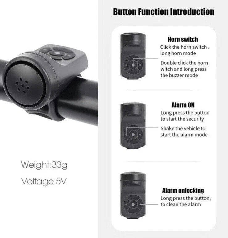 Bicycle Horn Loud Electric Bell MTB Bike Cycling Accessories USB Rechargeable uk