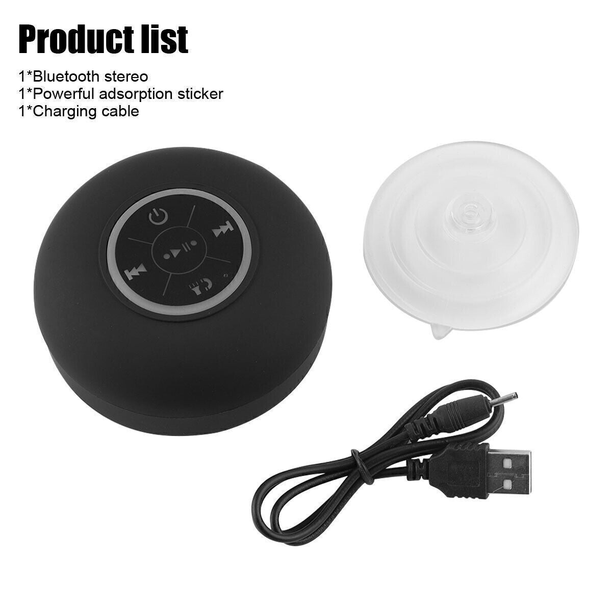 Mini Portable Wireless Bluetooth Speaker for Shower Bathroom Waterproof Suction