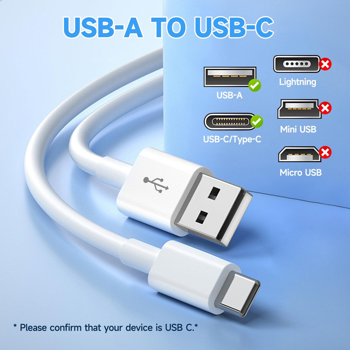 HeavyDuty USB to Type C Charging Cable Fast Phone Charger Long 25cm 1m 2m 3m UK