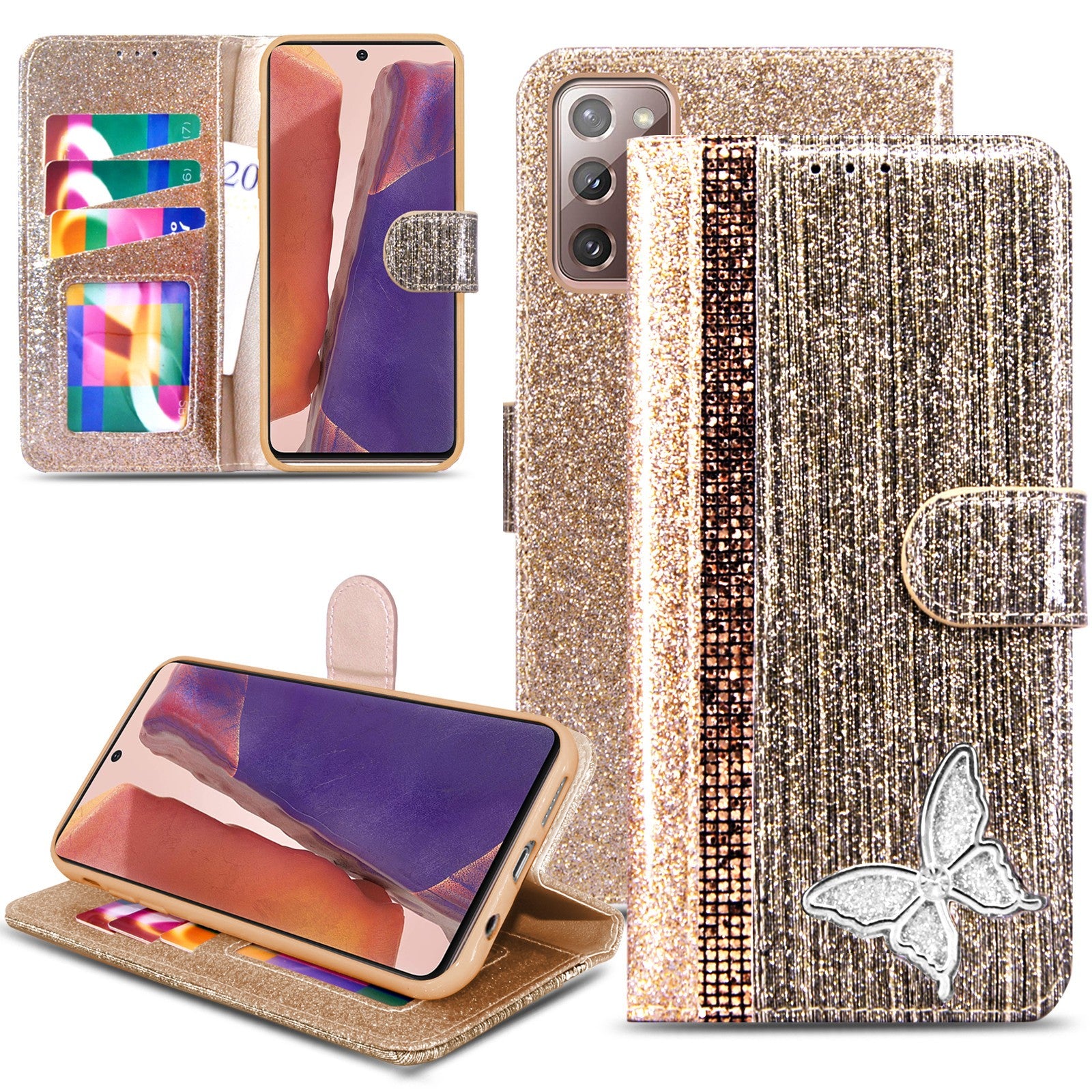 Glitter Book Case For Samsung Galaxy Note 10 20 Ultra Lite Leather Wallet Cover