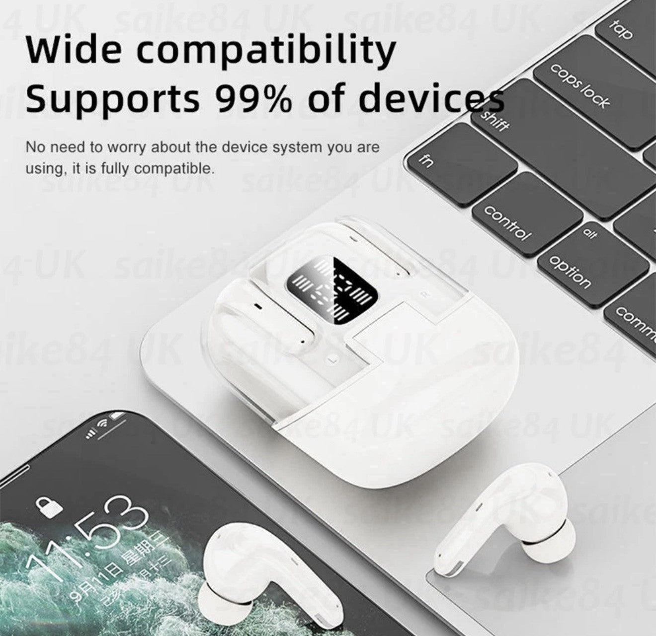 TWS Wireless Earbuds Bluetooth 5.5 Earphones 4 ENC Mics  For Android & iPhone