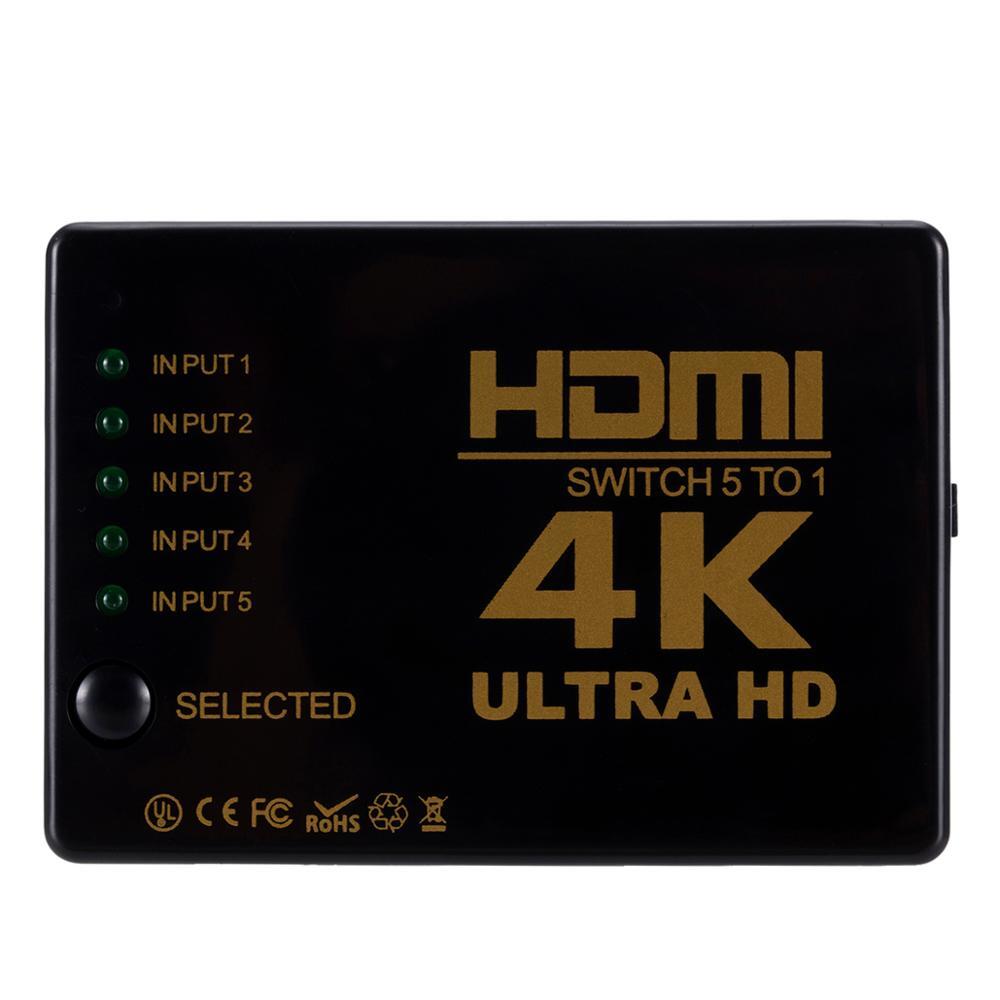 4K HDMI Switch Switcher Selector 5 Port Splitter Hub IR Remote For HDTV PS3