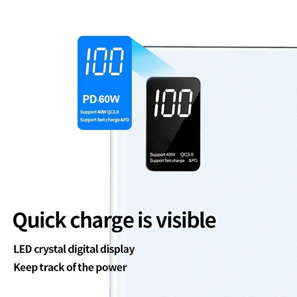 20000mAh 66W Portable Power Bank USB LCD External Battery Charger For Cell Phone