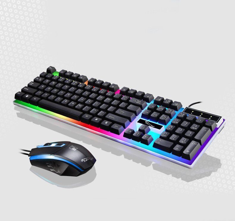 Gaming Keyboard Mouse Set USB Rainbow RGB LED Wired For PC Laptop PS5 Xbox One
