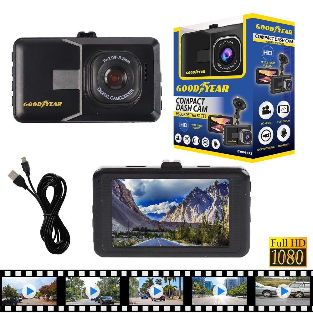 Compact Car Dash Cam 3'' LED Display Camera Video Recorder