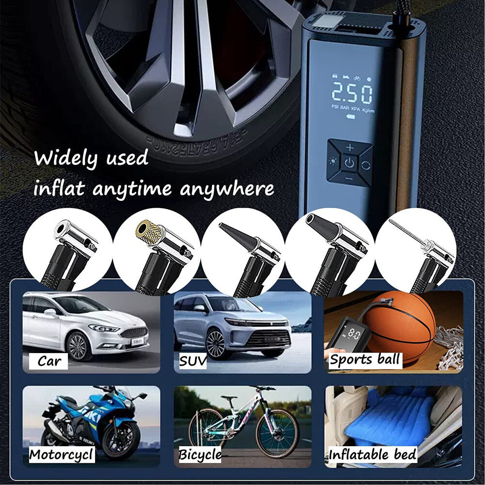 Car Tyre Inflator Cordless Digital USB Rechargeable