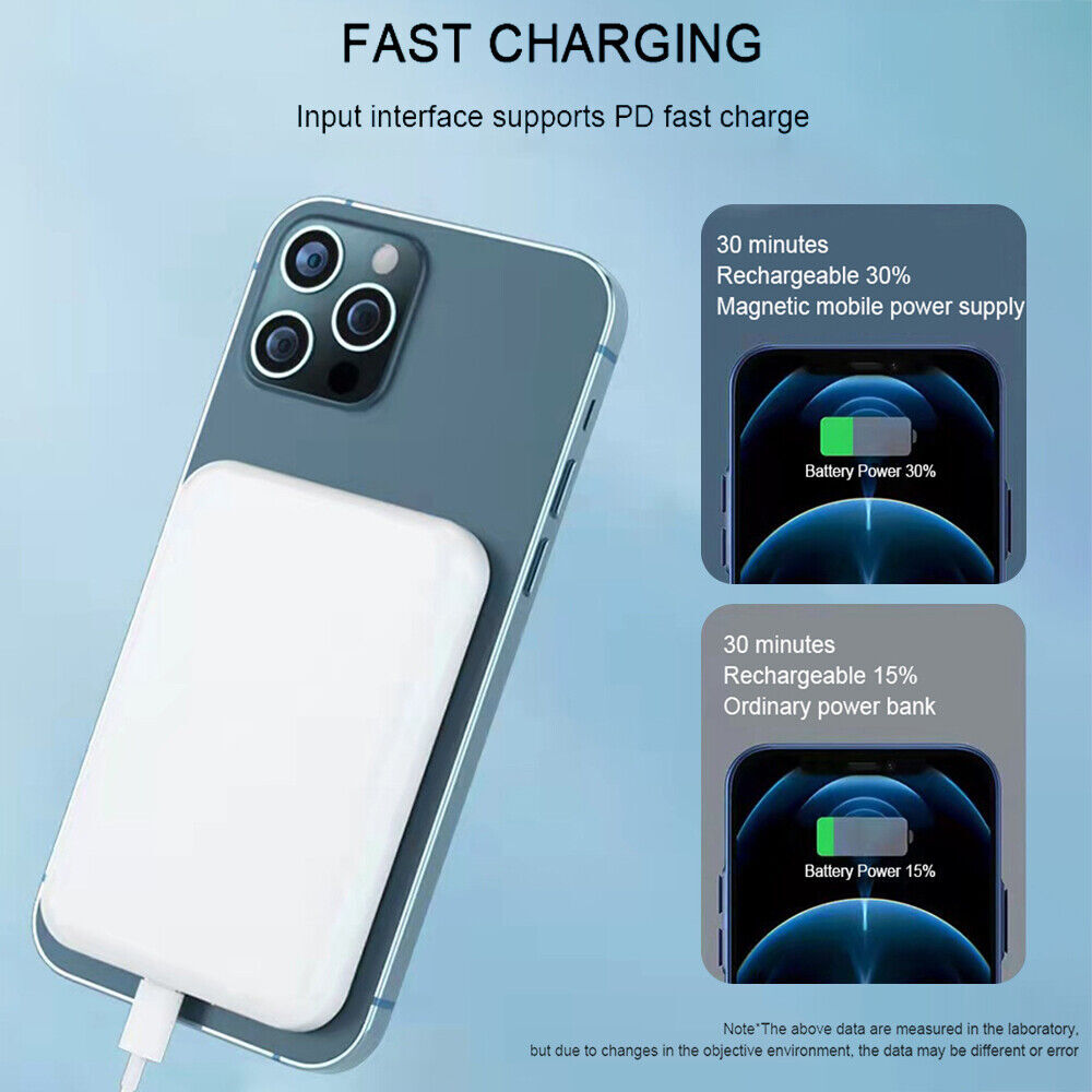 900000mAh Power Bank Magnetic Battery USB Pack Wireless Fast Charger for iPhone
