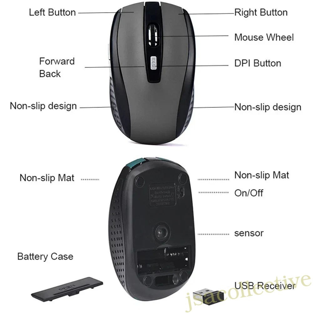 Wireless Mouse For Laptop Cordless 2.4ghZ USB