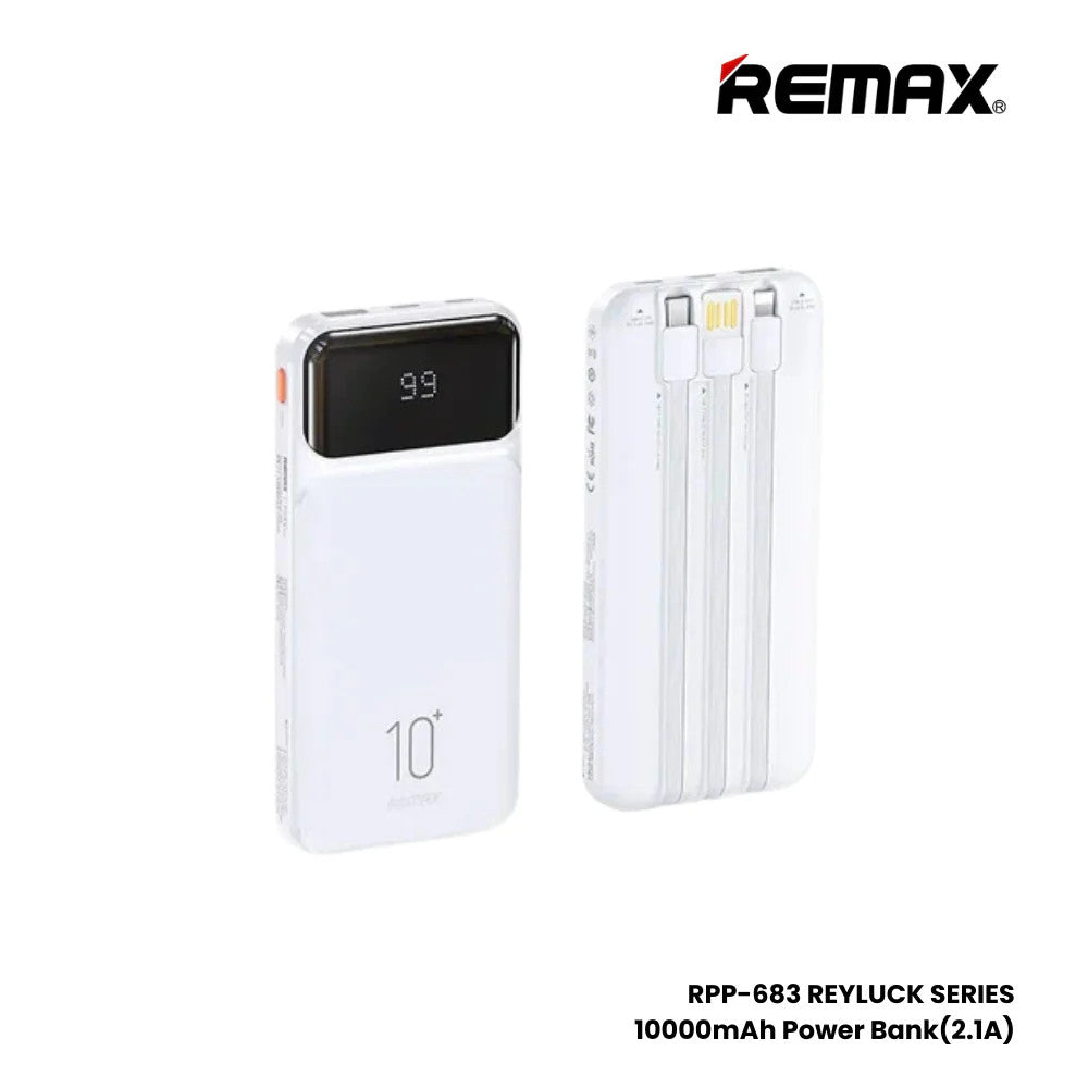10000mAh Power Bank with Built-in Cables Fast Charging for iPhone ＆ Android