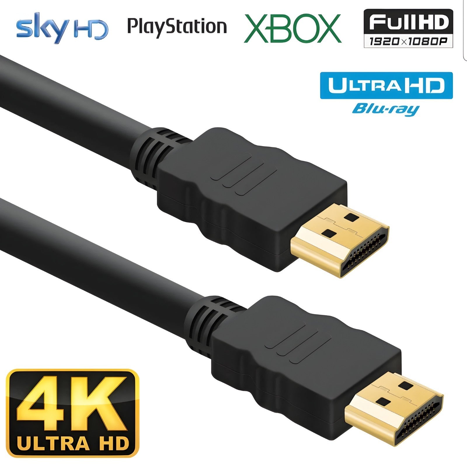 4K HDMI Cable 2.0 UltraHD High Speed 2160p 0.5m/1m/2m/3m/5m/10m/15m Premium Lead
