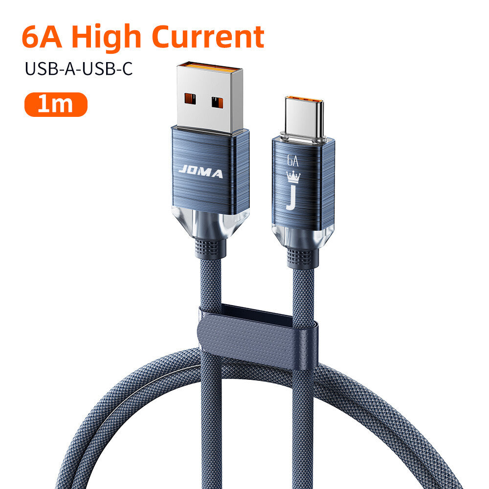 USB A to Type C Cable 6A 66W Fast Charger Braided Long Lead 0.25M 1M 2M 3M