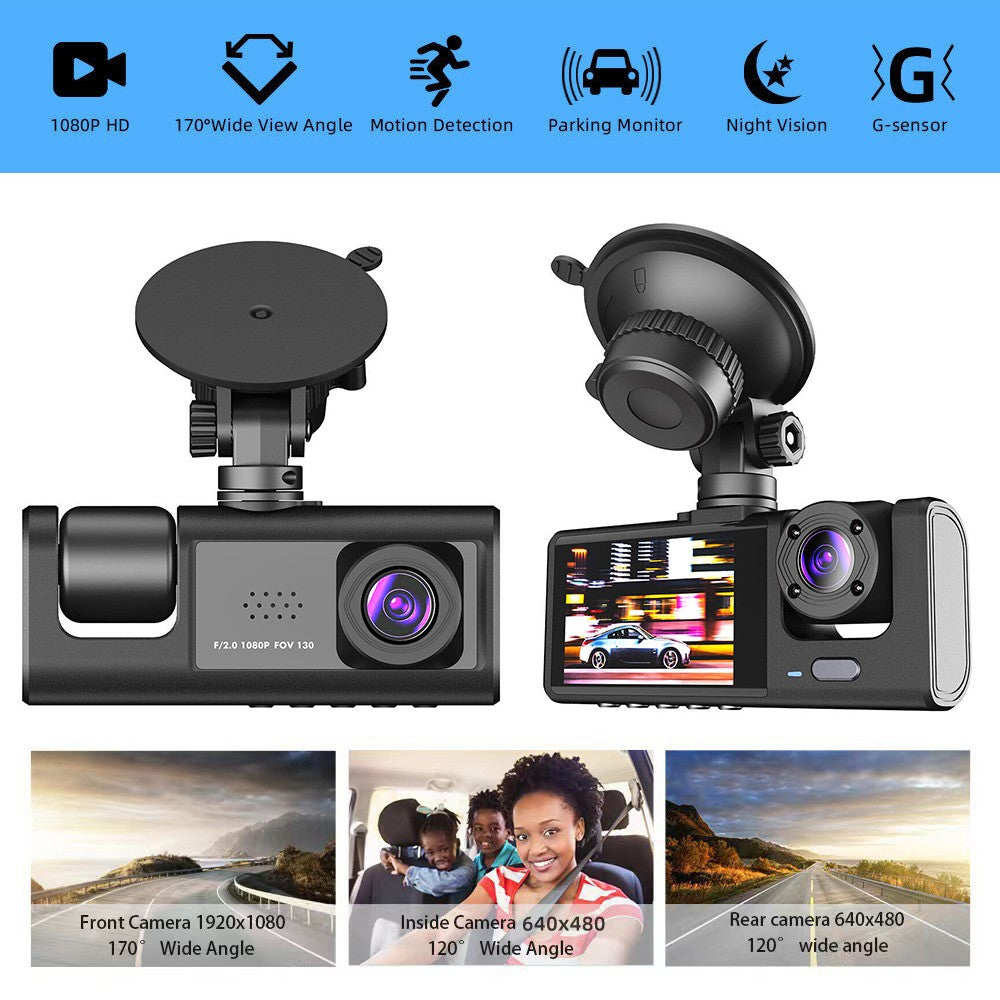 Dual Lens 1080P Car Dash Cam Recorder G Sensor DVR Front and Rear Camera Video