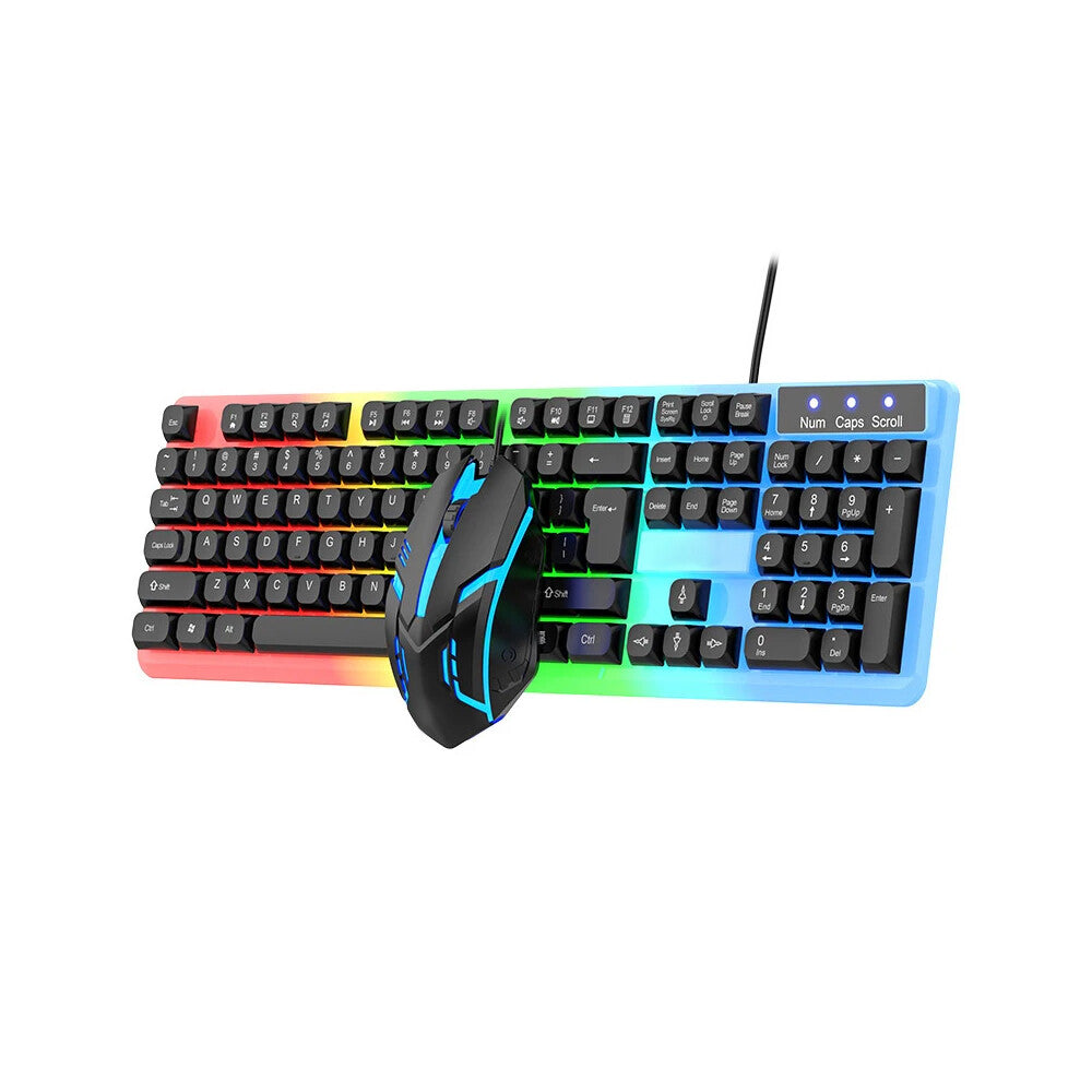 Gaming Keyboard Mouse Set USB Rainbow RGB LED Wired For PC Laptop PS5 X-box One