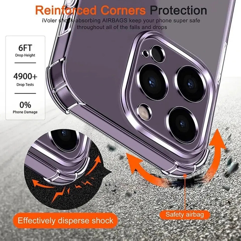 Case For iPhone 15 14 Pro Max Plus 13 12 11 7 8 XR Clear Shockproof Phone Cover