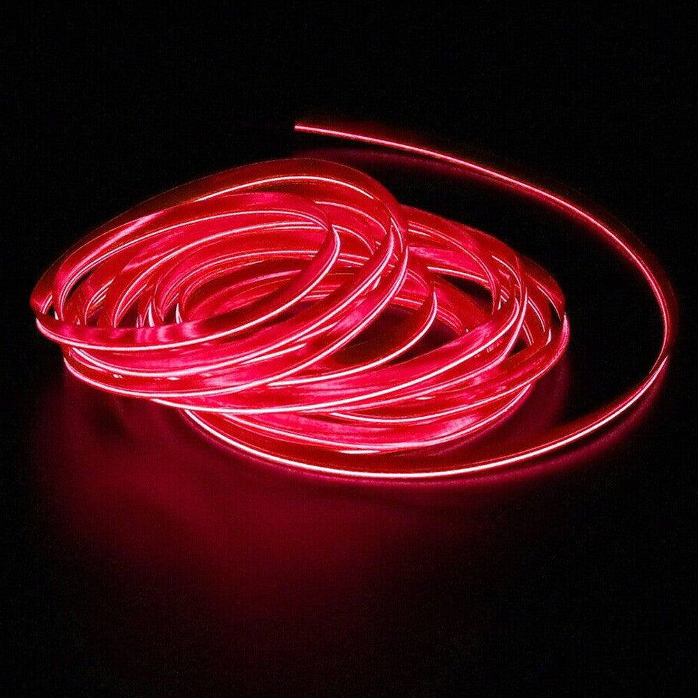 5m Red LED Car Interior Decorative Atmosphere Wire Strip Light Accessories US