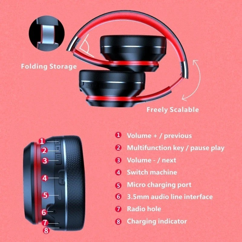 Lenovo HD200 Over-Ear Bluetooth Headphones Foldable Wireless Gaming Stereo HIFI