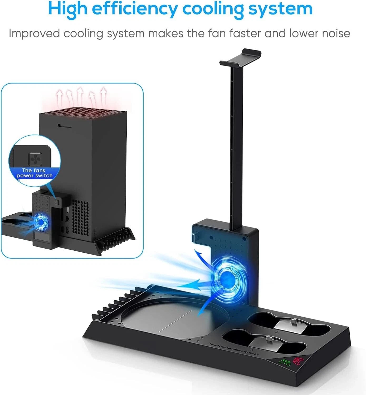 Charging Stand with Fan for Xbox Series X & Controller, 2 x 1400mAh Rechargeable