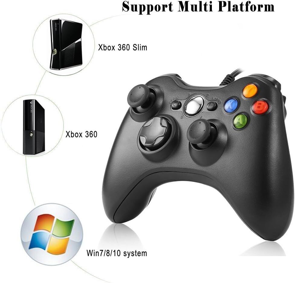 Black USB Wired Controller For XBOX 360 PC Window