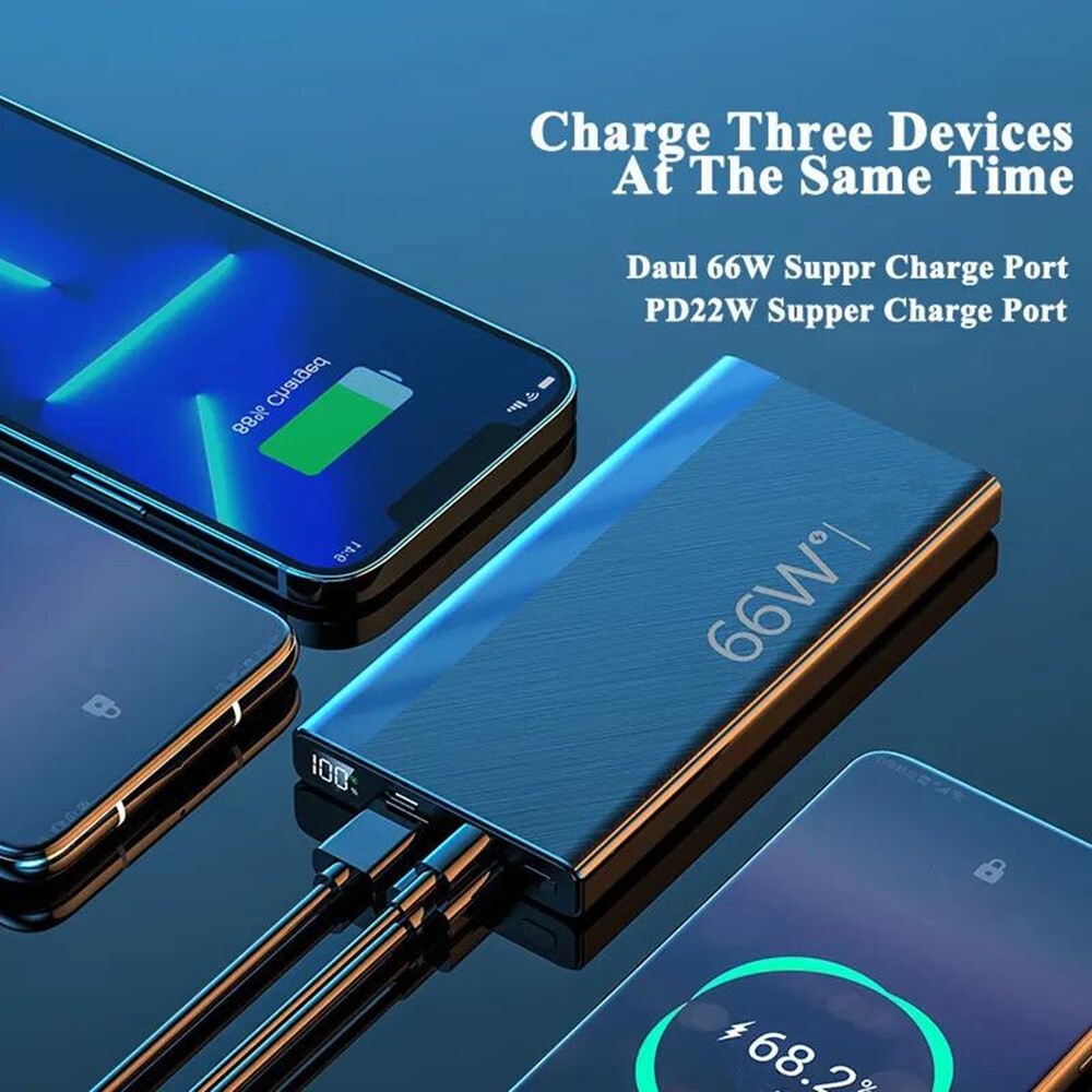 900000mah Power Bank 66W USB-C Pack Backup Battery Fast Charger For Mobile Phone