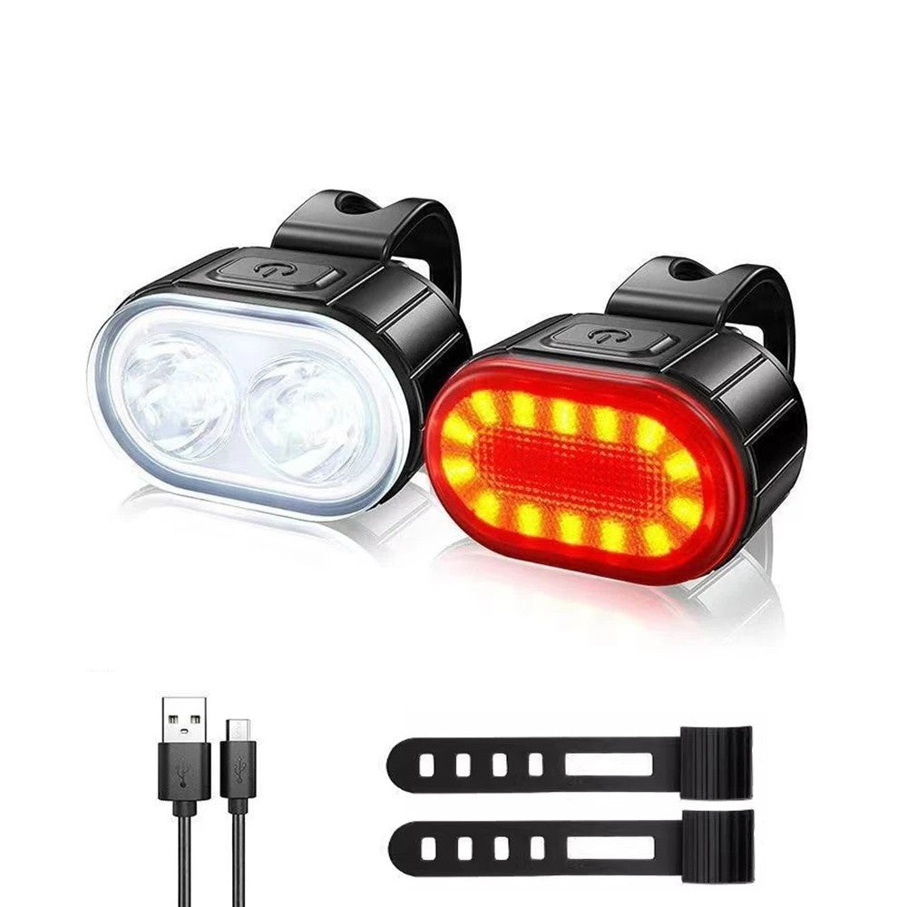 2x Bike Lights USB Rechargeable Bicycle LED Front & Rear
