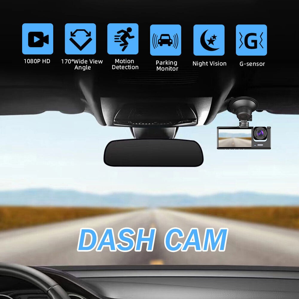 Dual Lens 1080P Car Dash Cam Recorder G Sensor DVR Front and Rear Camera Video