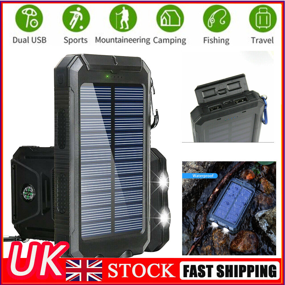 Portable 9000000mah Solar Power Bank Pack USB LED Pack Battery Charger For Phone